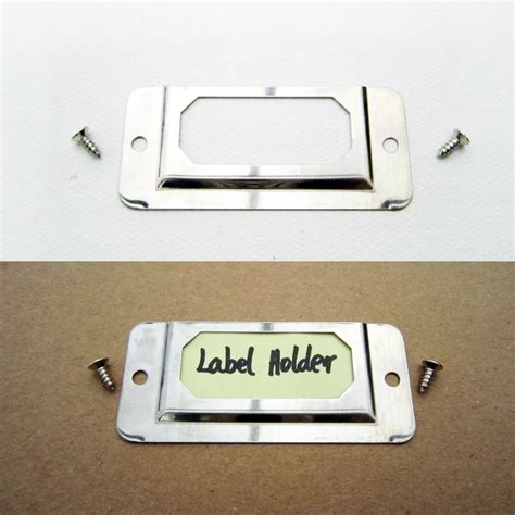 metal label holders for boxes uk|push on cardboard label holder.